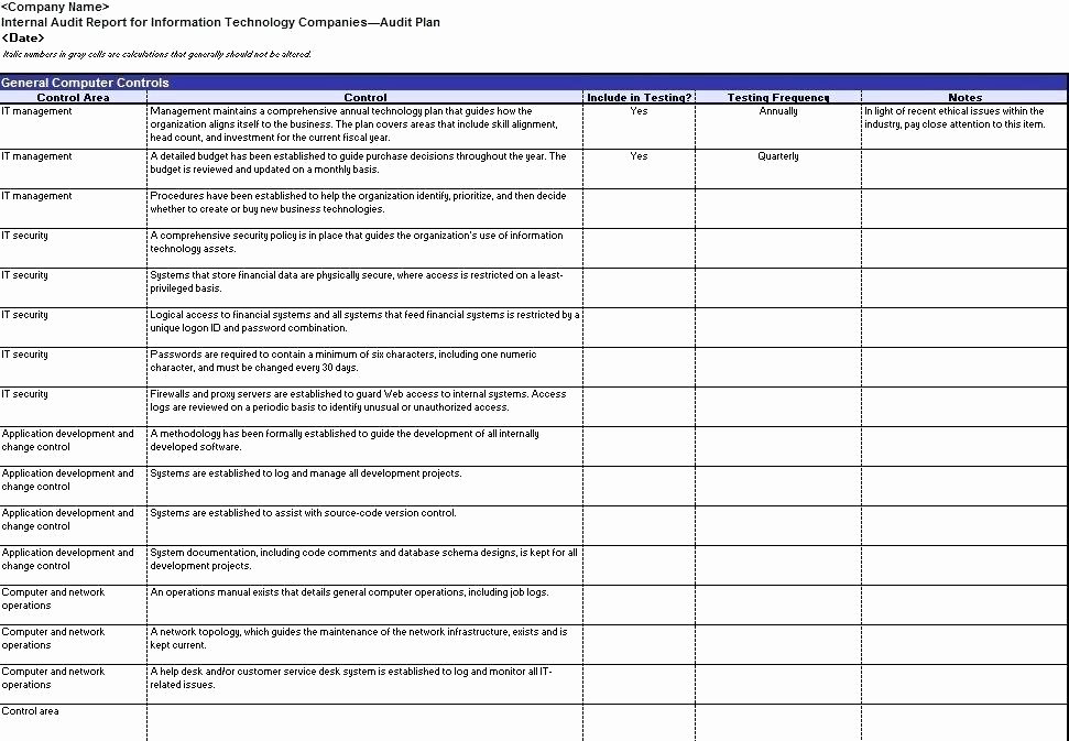 Internal Audit Checklist Template Excel Fresh Internal Audit Schedule Sample Plan Example Checklist