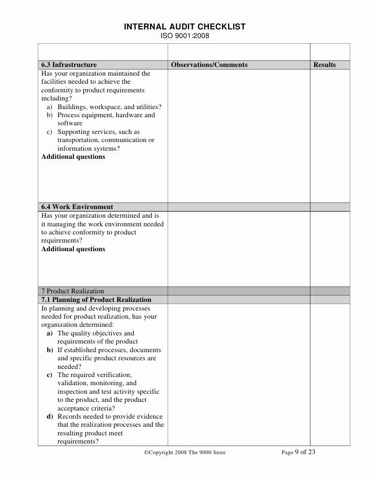 Internal Audit Checklist Template Fresh iso 9001 Contract Review Template Templates Data