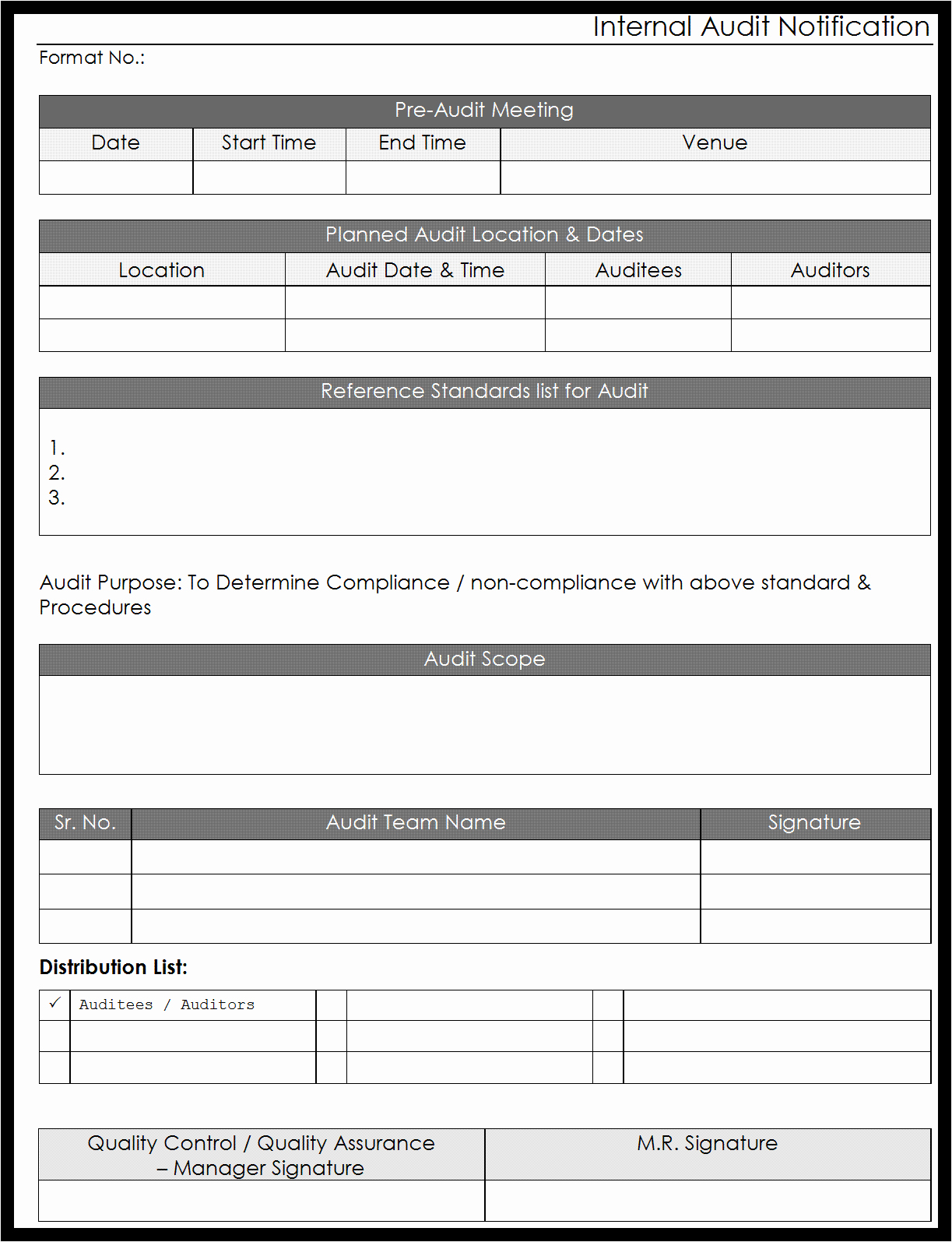Internal Audit forms Template New Audit form Template Example Mughals