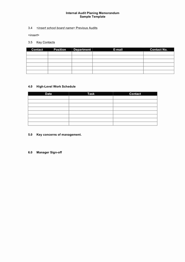 Internal Audit Planning Template Awesome Internal Audit Planning Memorandum Template In Word and