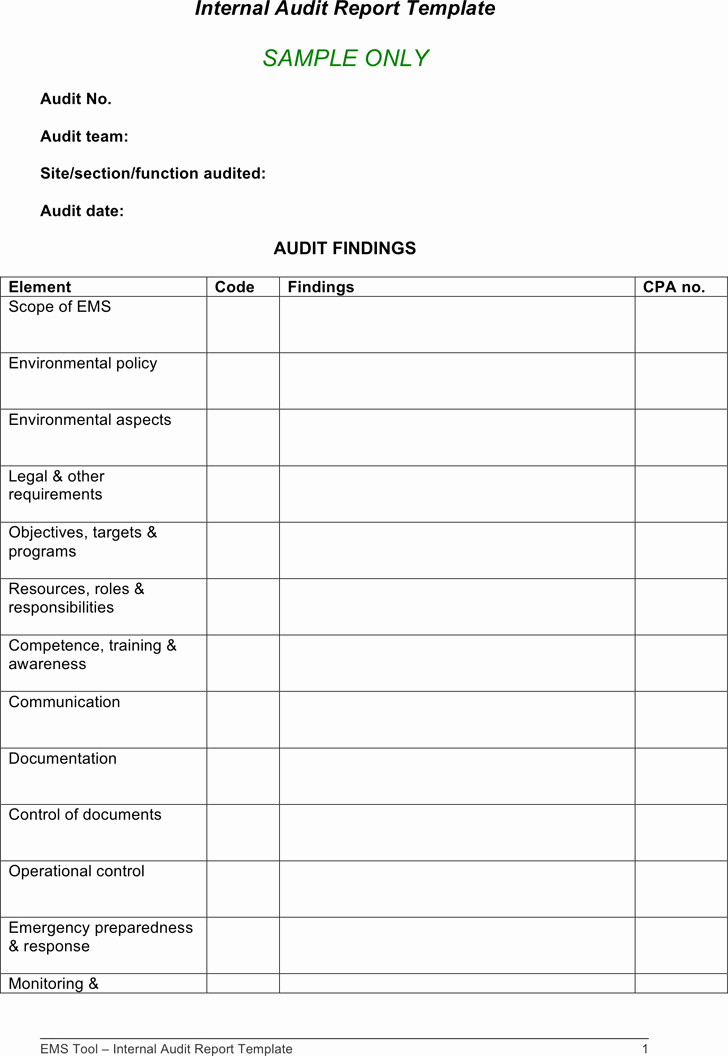 Internal Audit Planning Template New 35 Excellent Audit Report form Template Examples Thogati