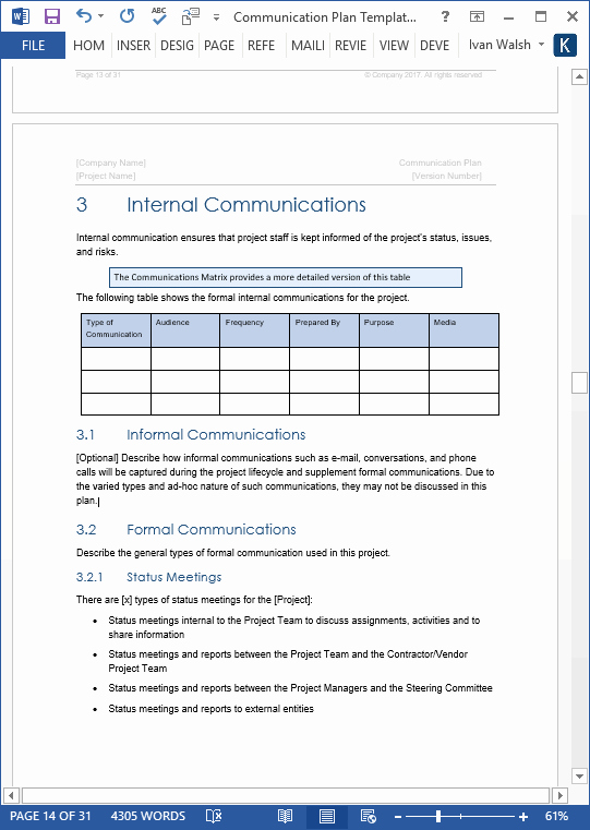 Internal Communication Plan Template New Munication Plan Templates – Download Ms Word and Excel