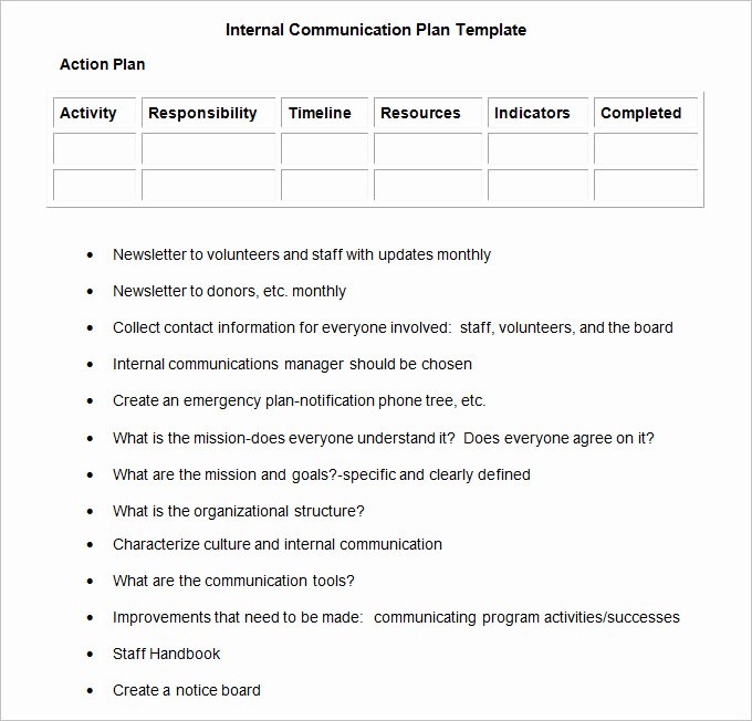 Internal Communications Plan Template Luxury Internal Munication Plan Template 3 Fee Word Pdf