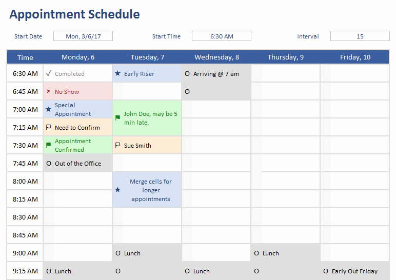 Interview Schedule Template Excel Luxury Appointment Schedule Template for Excel
