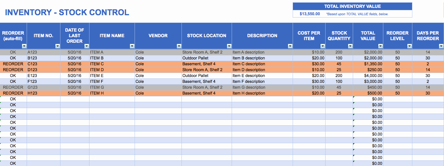 Inventory Control Excel Template Beautiful Free Excel Inventory Templates