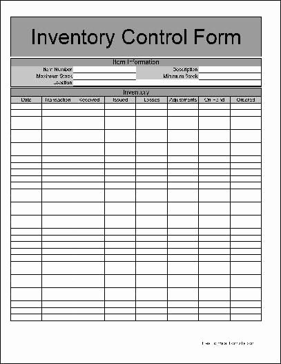 Inventory Control Excel Template Inspirational Free Basic Inventory Control form From formville