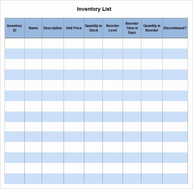 Inventory List Template Excel Best Of Inventory List Template 13 Free Word Excel Pdf