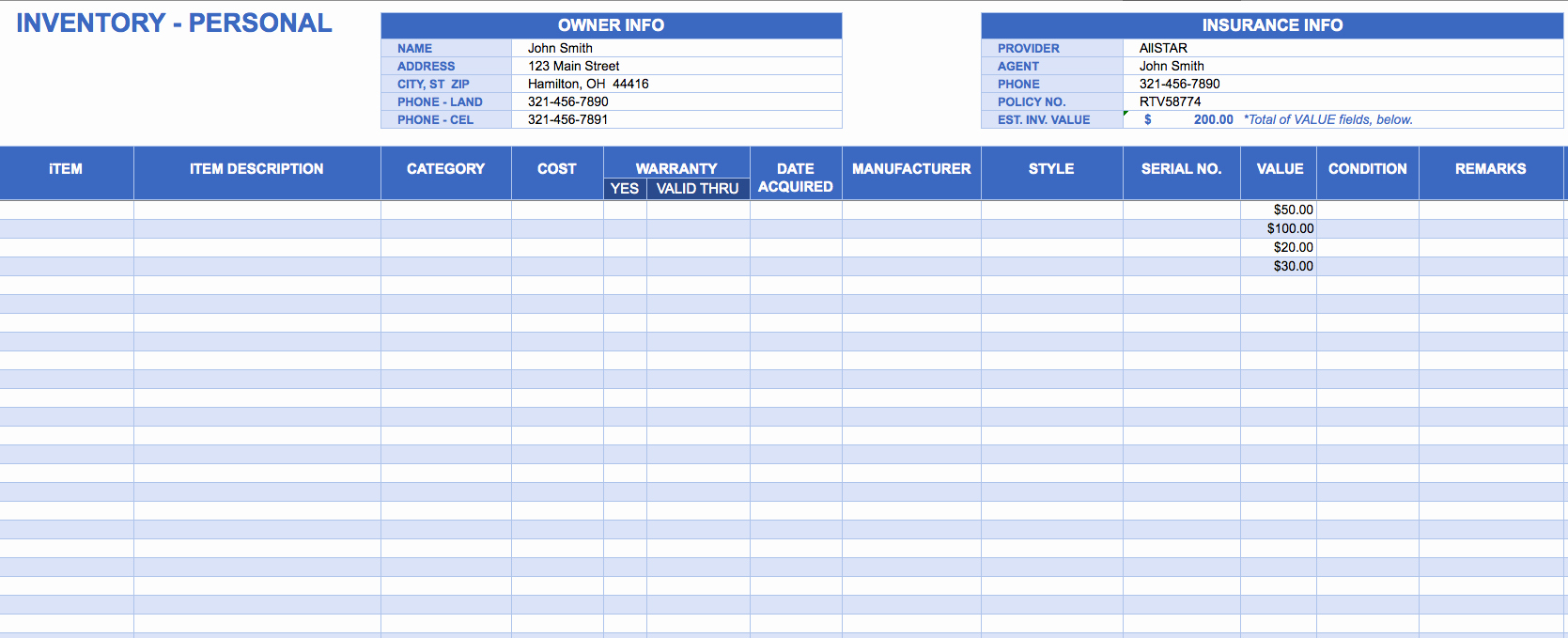 Inventory List Template Excel Elegant Free Excel Inventory Templates