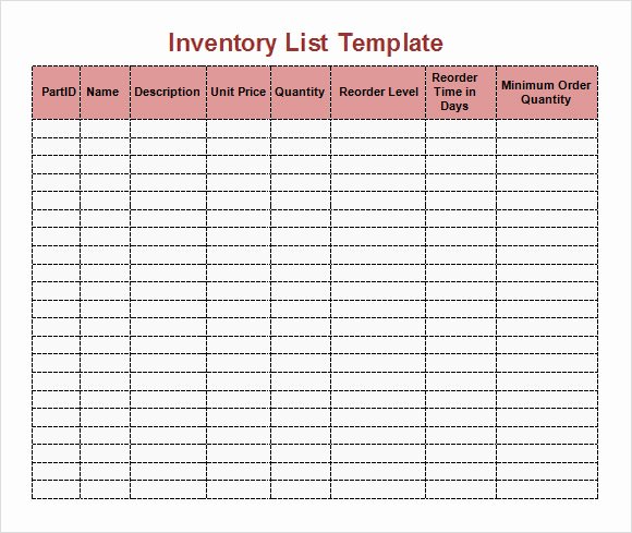 Inventory List Template Excel Elegant Sample Inventory List Template 9 Free Documents