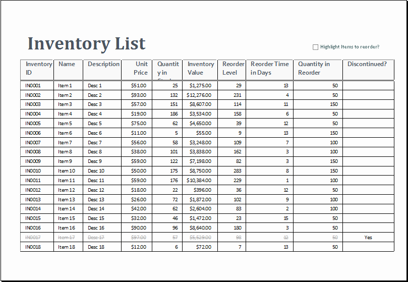 Inventory List Template Excel Unique Excel Inventory Sheet Template