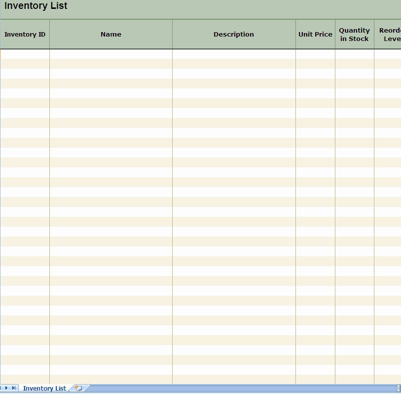 Inventory List Template Excel Unique Inventory List Spreadsheet Template for Excel