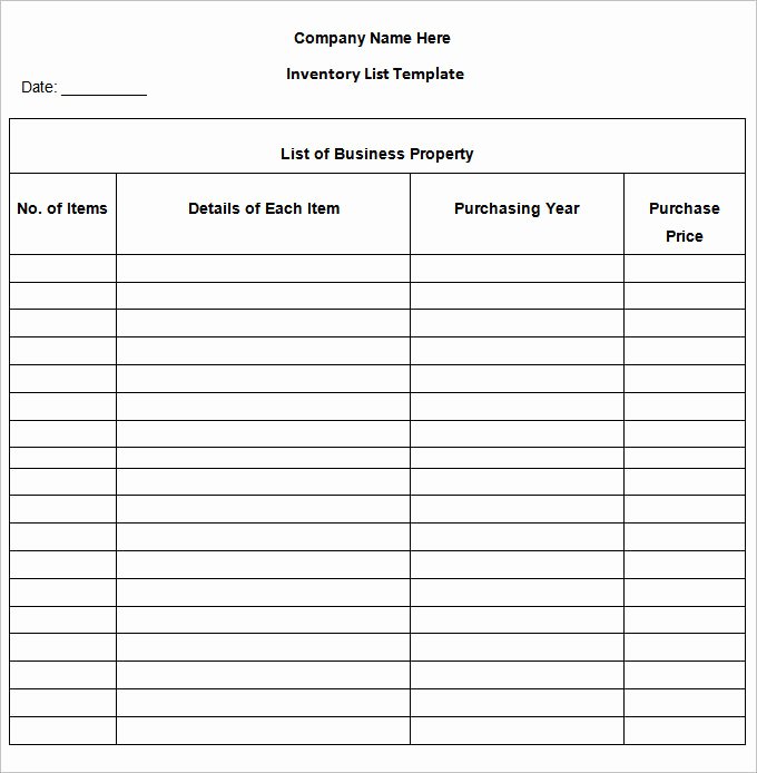Inventory List Template Excel Unique Inventory List Template 13 Free Word Excel Pdf