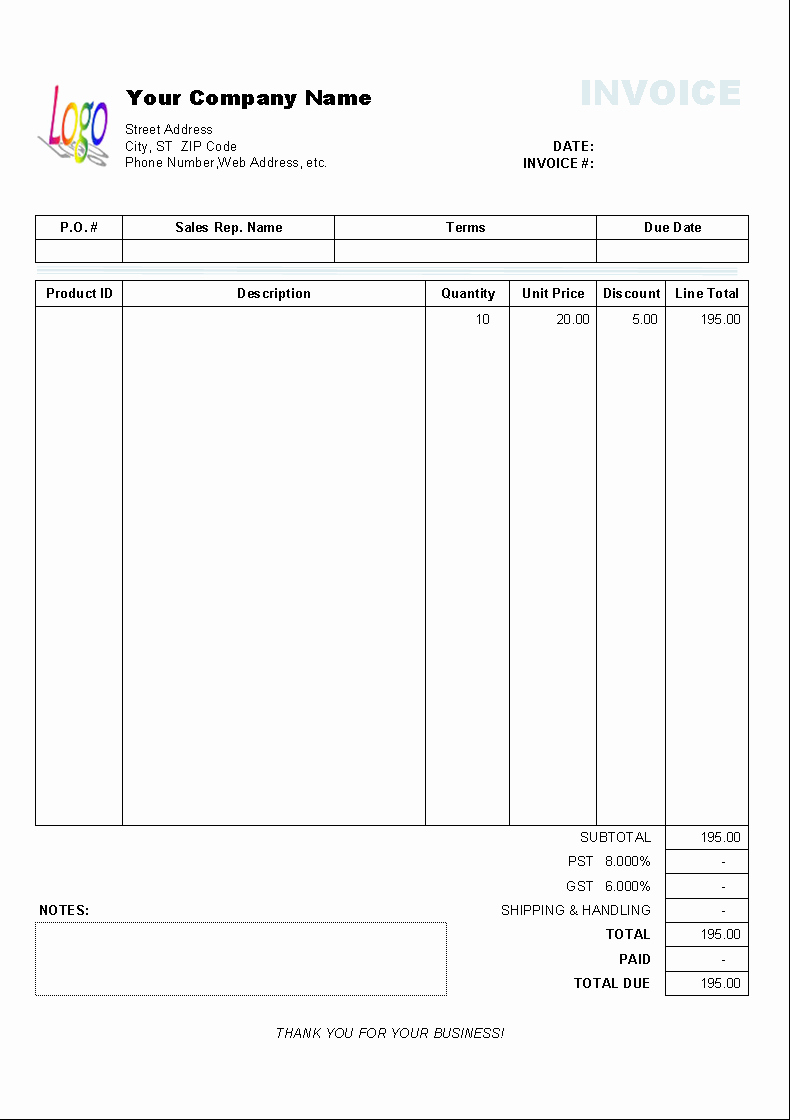 Invoice and Receipt Template Inspirational Template with Discount Column without Client Uniform