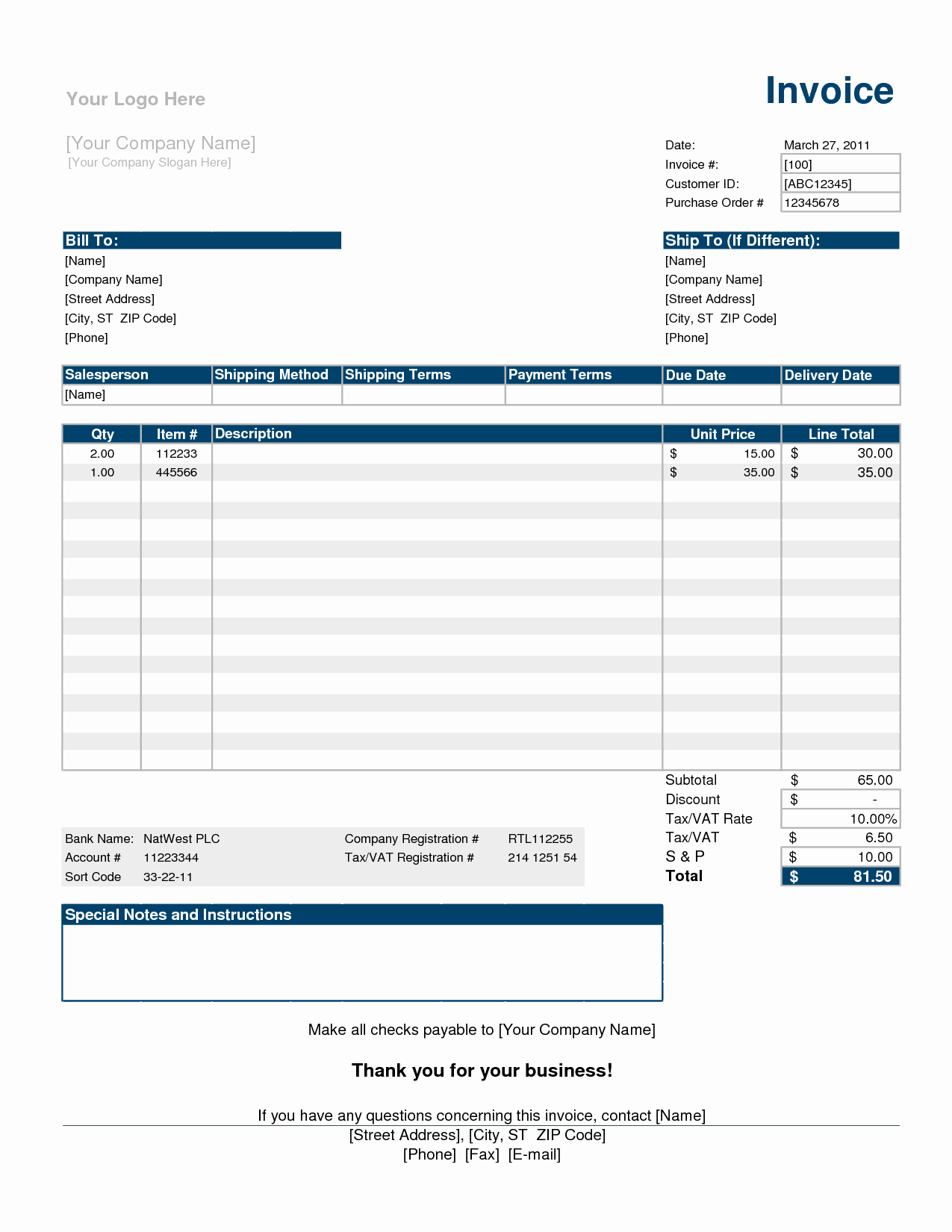 Invoice Spreadsheet Template Free Fresh Invoice Excel Template Spreadsheet Templates for Business