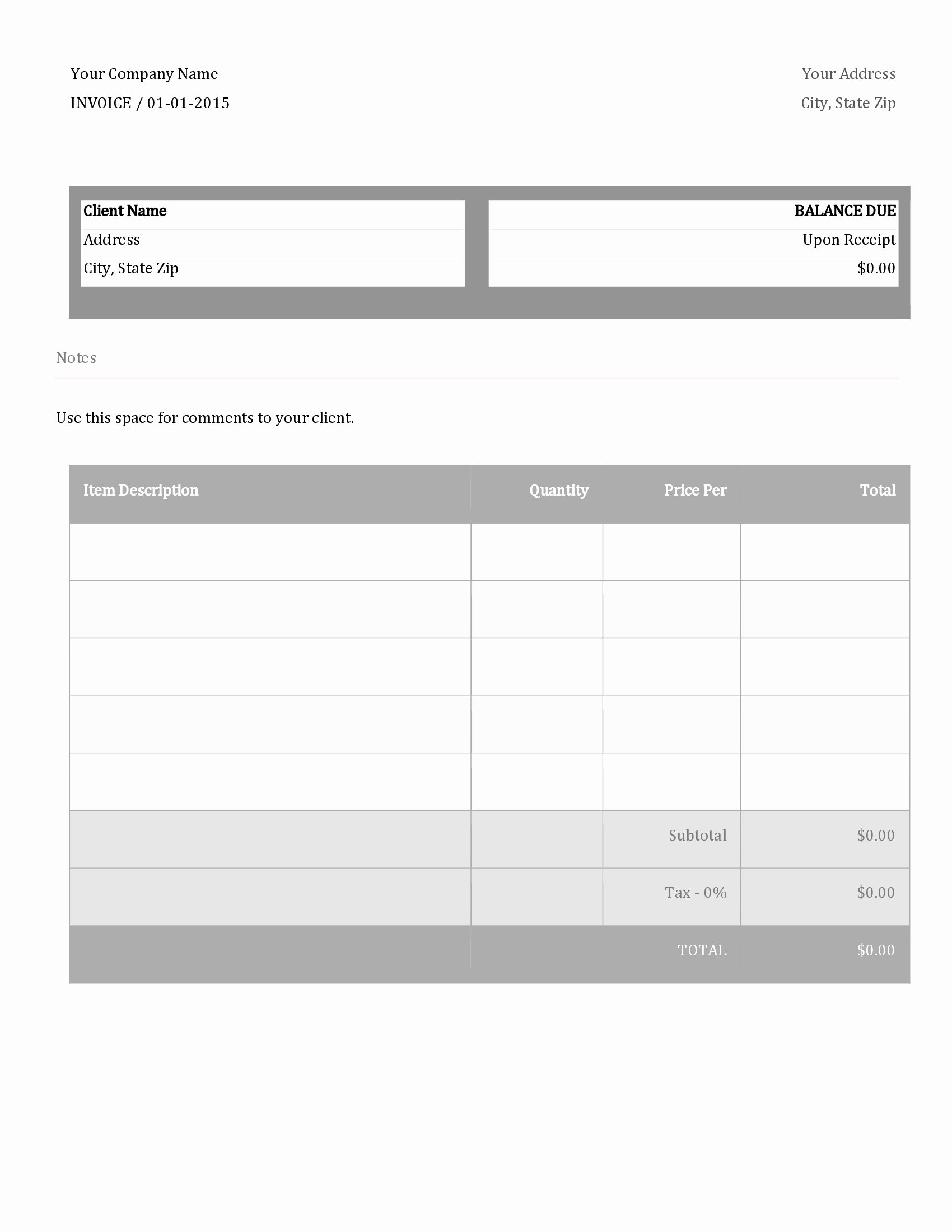 Invoice Spreadsheet Template Free Luxury Blank Invoice form Free