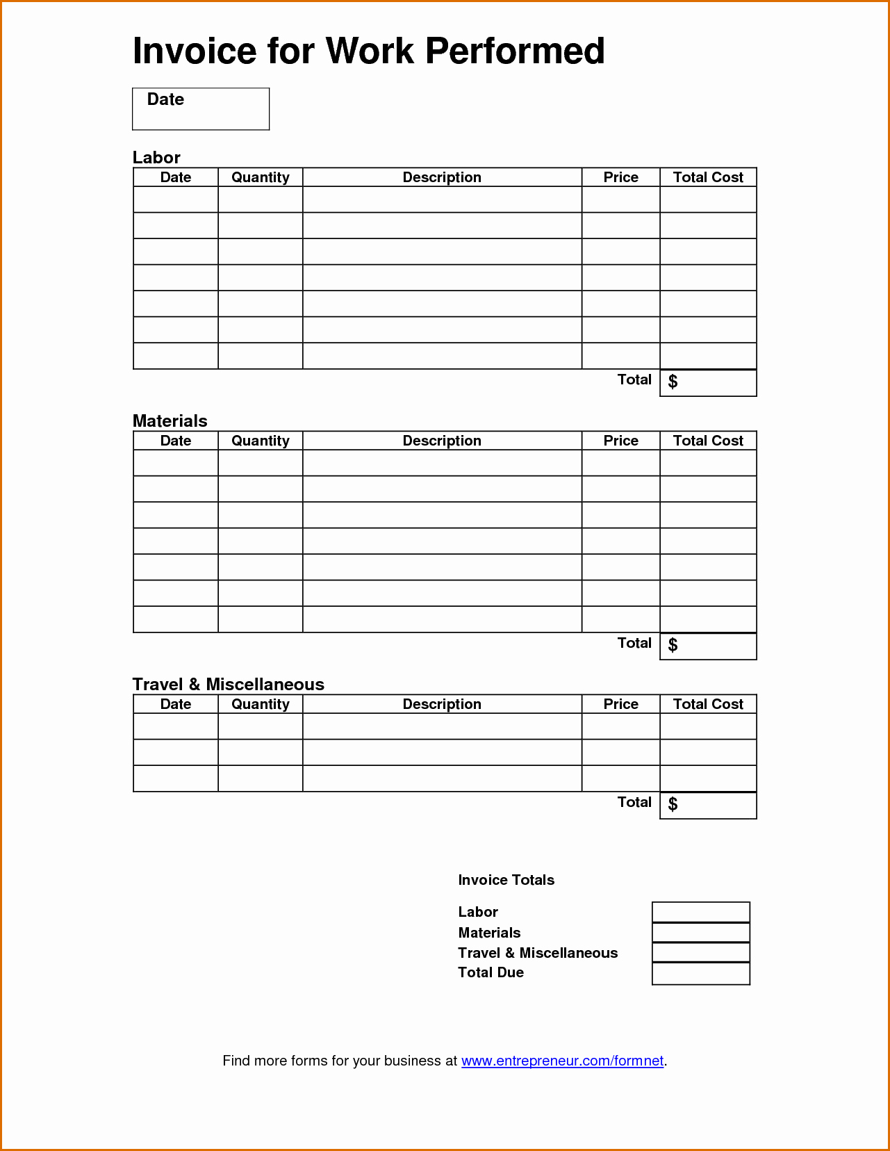 Invoice Template for Contract Work Inspirational 7 Work Invoice Template