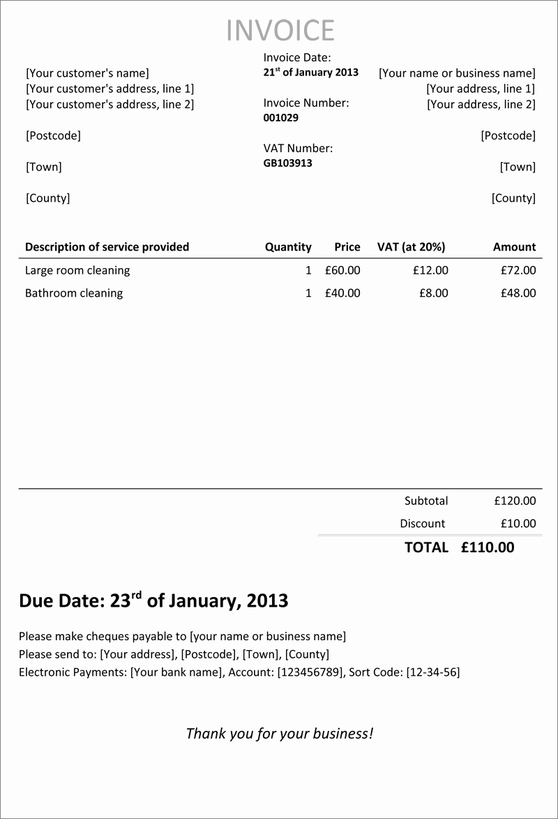  Invoice Template For Contract Work 