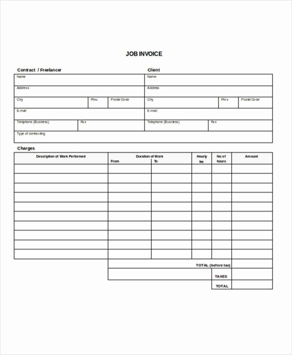 Invoice Template for Contract Work New 6 Job Invoice Templates – Examples In Word Pdf