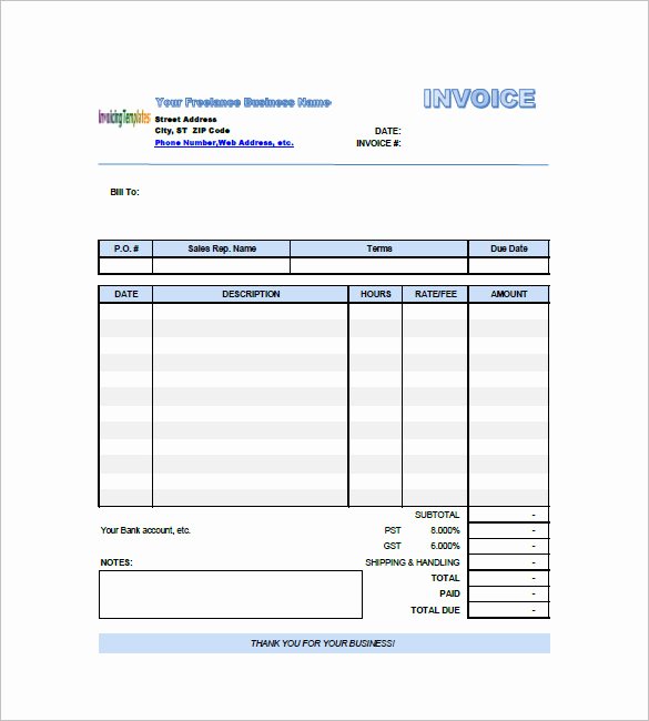 Invoice Template for Freelance Lovely Freelancer Invoice Template 13 Free Word Excel Pdf
