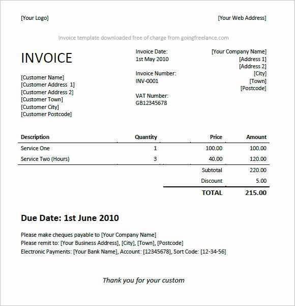 Invoice Template for Freelance Lovely Invoice Template Freelance
