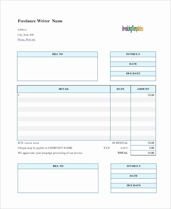 Invoice Template for Freelance Luxury 8 Sample Freelance Invoice Templates