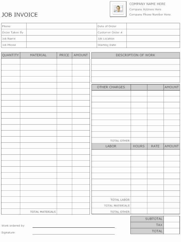 Invoice Template for Hours Worked Awesome Job Invoice Template