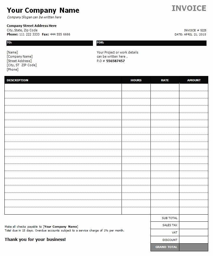 Invoice Template for Hours Worked Beautiful Hours Worked Invoice Template Word Jurakuenfo