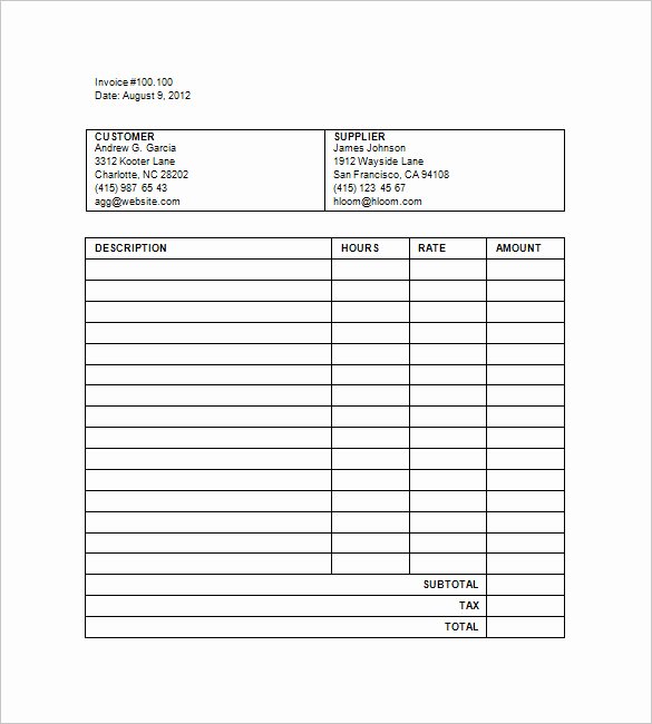 Invoice Template for Hours Worked Beautiful Invoice Template for Hours Worked or Invoice Template