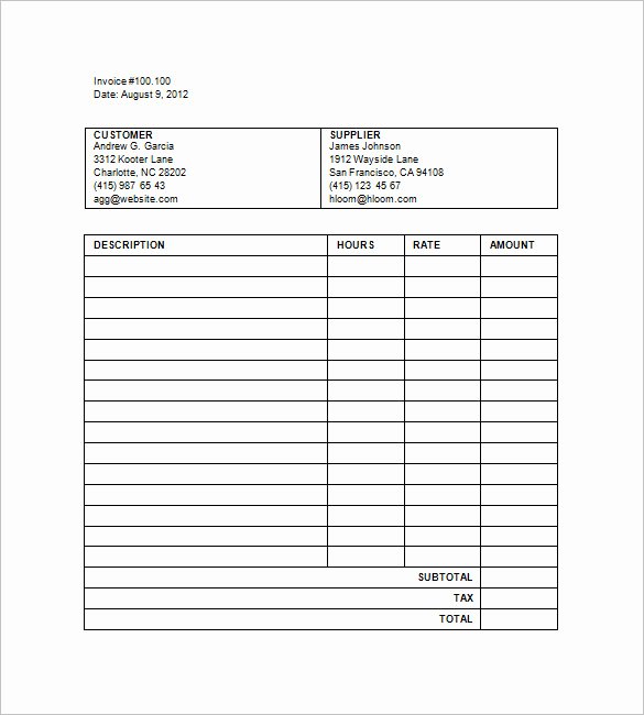 Invoice Template for Hours Worked Beautiful Invoice Template Hours Worked