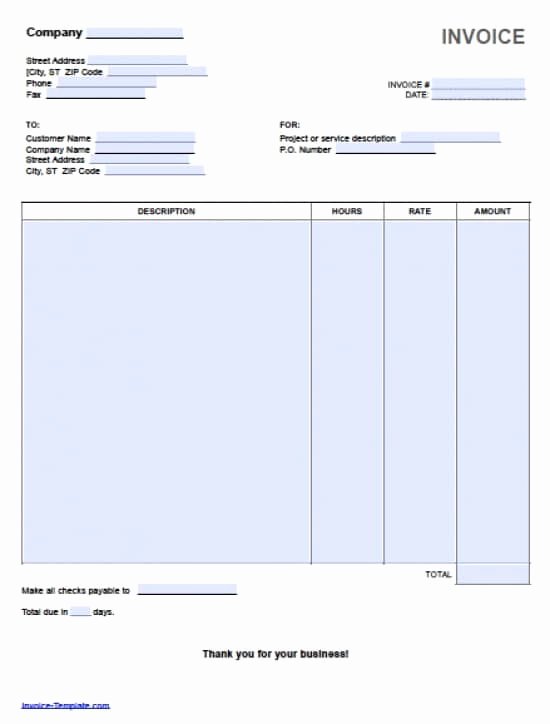 Invoice Template for Hours Worked Elegant Free Hourly Invoice Template Excel Pdf
