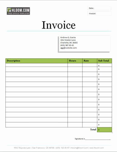 Invoice Template for Hours Worked Fresh 25 Free Service Invoice Templates [billing In Word and Excel]