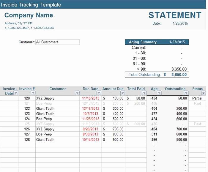 Invoice Tracking Template Excel Awesome Invoice Tracker Template Printable Word Excel Invoice