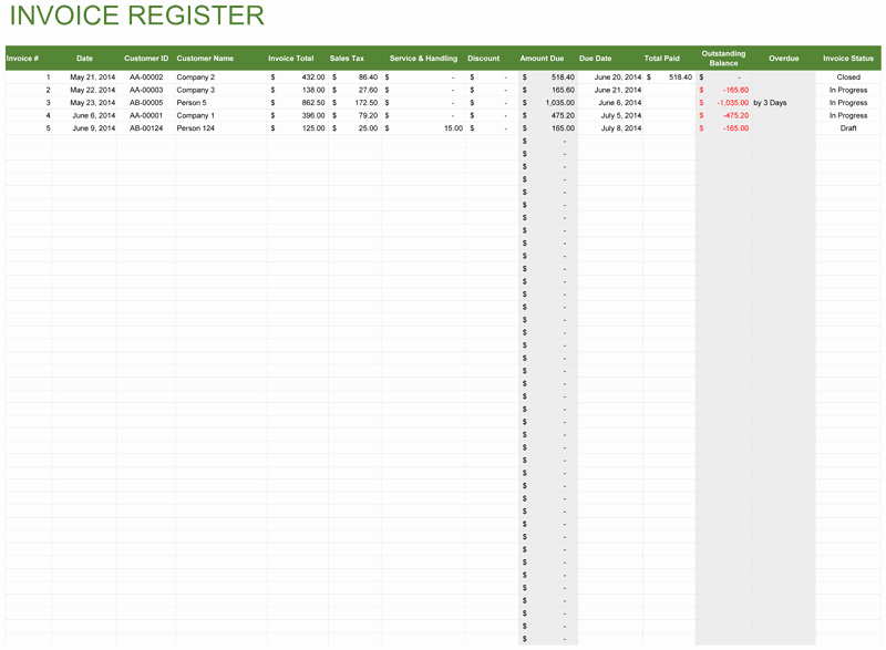 Invoice Tracking Template Excel Fresh Invoice Register