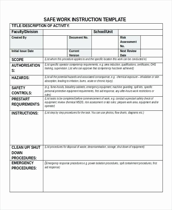 Iso 9001 Work Instruction Template New 9 Work Instruction Templates Free Sample Example format