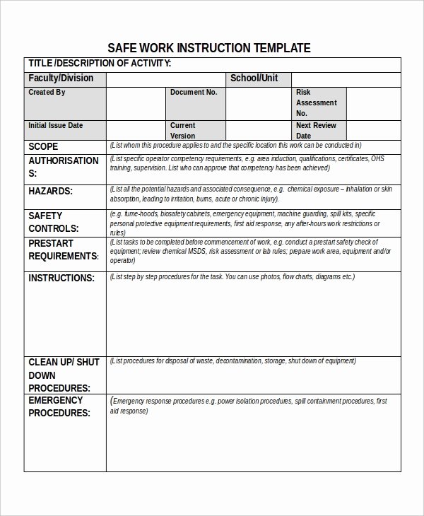 Iso Work Instruction Template Best Of 9 Work Instruction Templates Free Sample Example