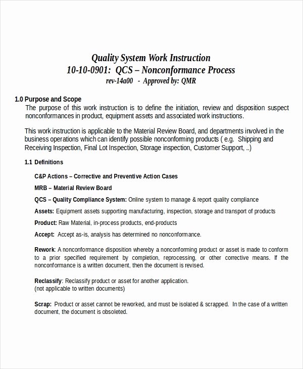 Iso Work Instruction Template Elegant Job Instruction Template for Word to Pin On