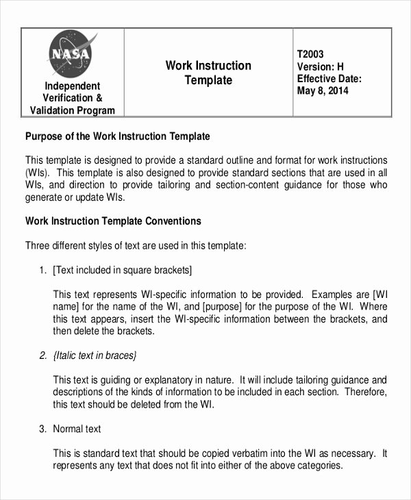 Iso Work Instruction Template Unique Working Instruction Template 6 Free Word Pdf Document