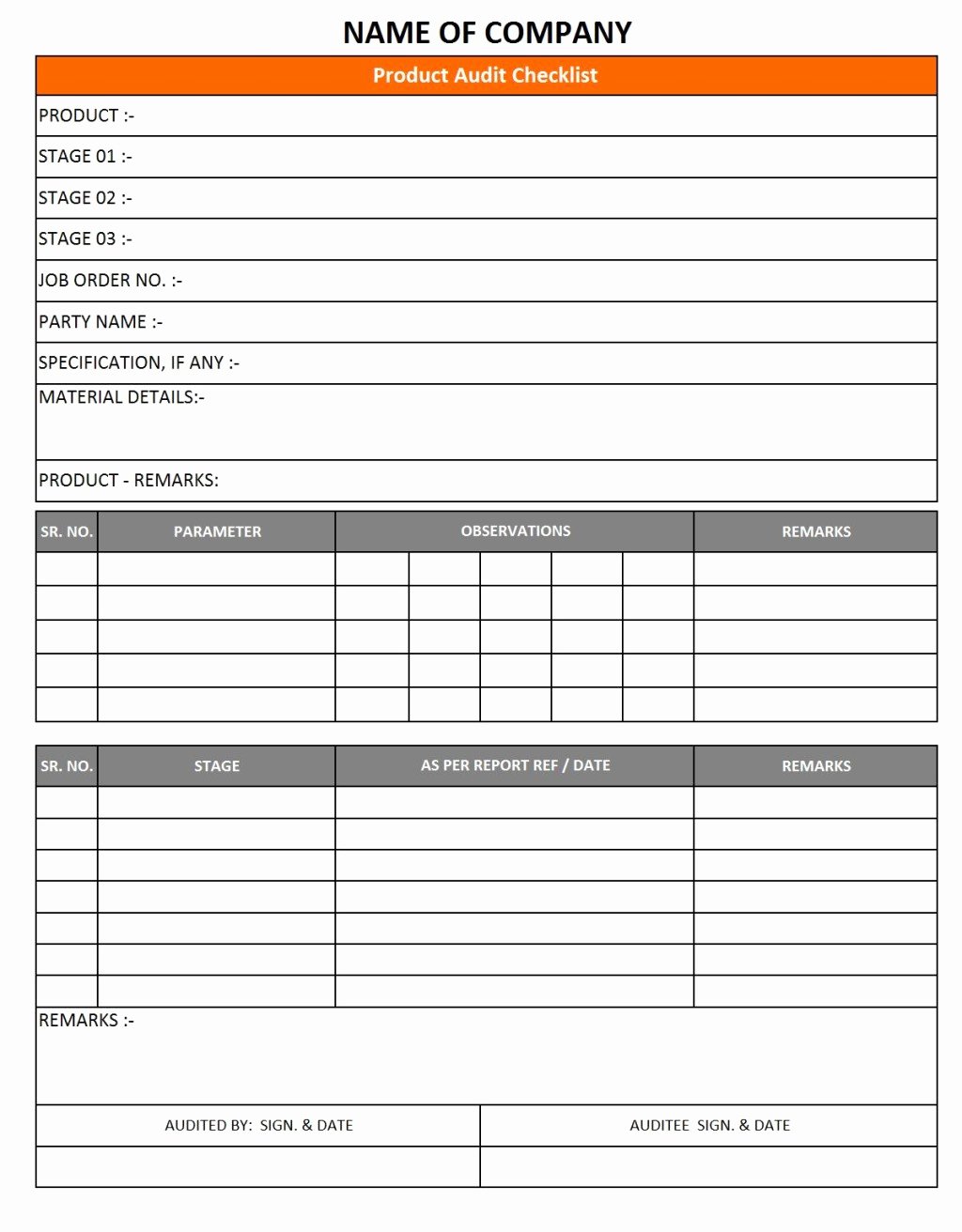 It Audit Checklist Template Beautiful Free Download Audit Checklist form Template Sample for