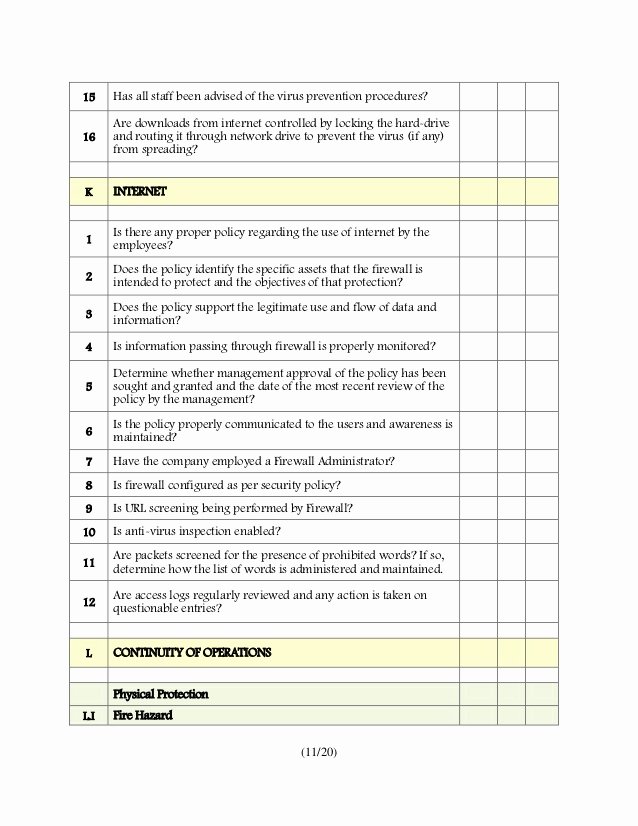 It Audit Checklist Template Best Of Audit Checklist for Information Systems