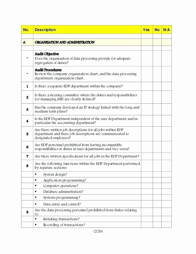 It Audit Checklist Template Lovely Layered Process Audit Template Manufacturing Checklist