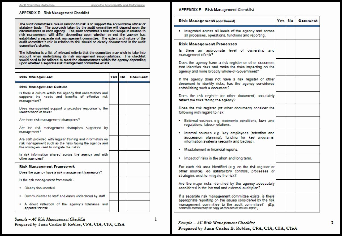 It Audit Checklist Template New Good Corporate Governance and the Need for Audit Mittee