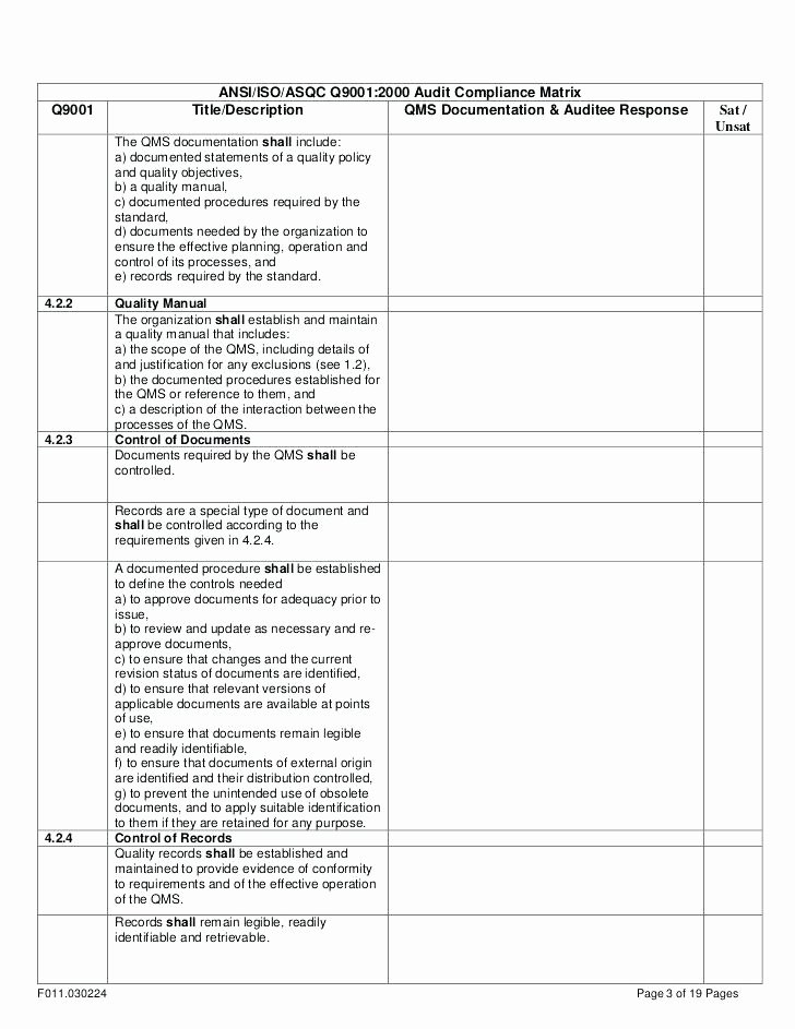 It Audit Checklist Template New iso 9001 Audit Checklist Template Pdf Excel Check Sheet It