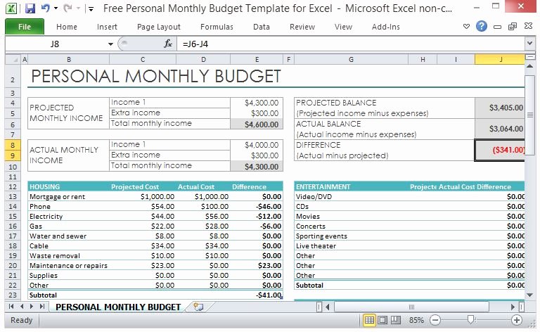It Budget Template Excel Lovely Free Personal Monthly Bud Template for Excel