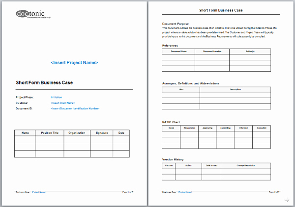 It Business Case Template Luxury Short form Business Case Template – Project Documentation