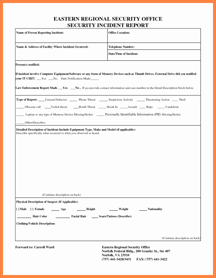 It Incident Report Template Word Fresh 4 Security Incident Report Template Word