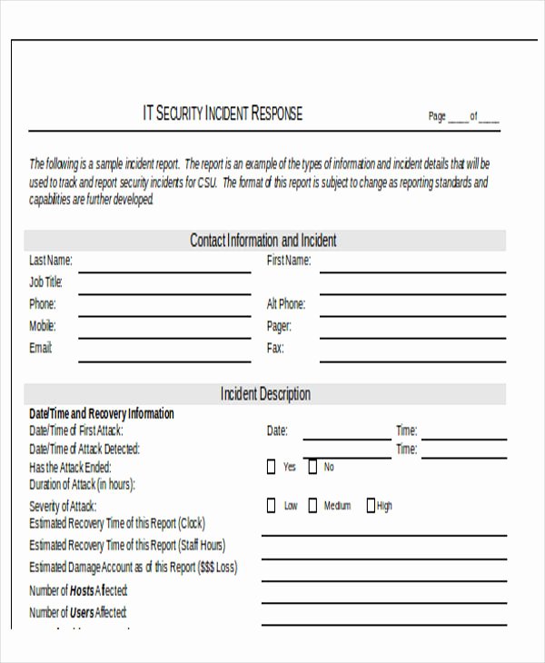 It Incident Report Template Word Luxury 28 Incident Report Templates In Word