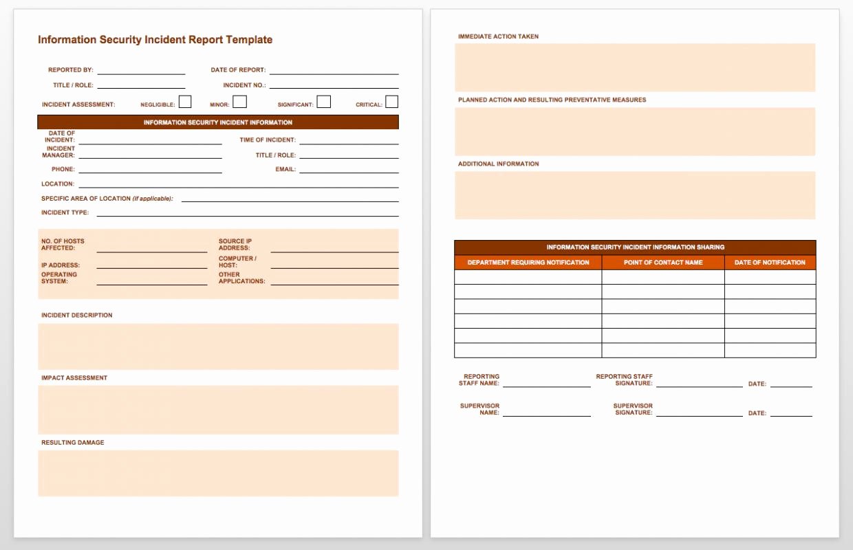 It Incident Report Template Word New Incident Report Template Word