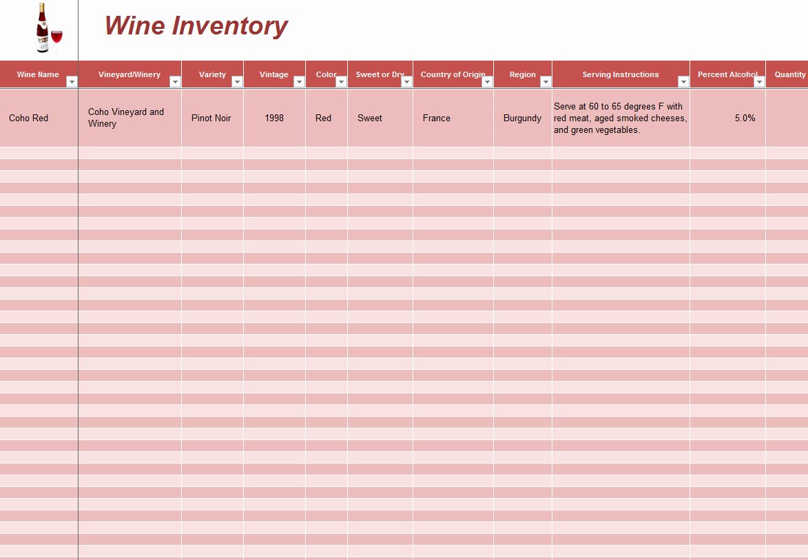 It Inventory Excel Template Luxury Wine Inventory Template