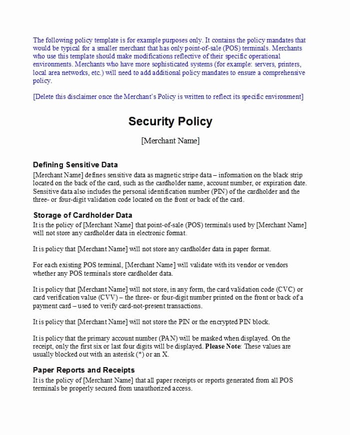 It Security Policy Template Beautiful 42 Information Security Policy Templates [cyber Security