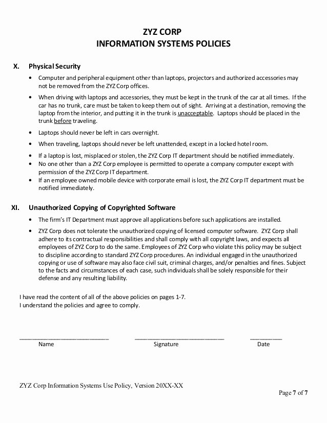 It Security Policy Template Elegant Sample It Policy